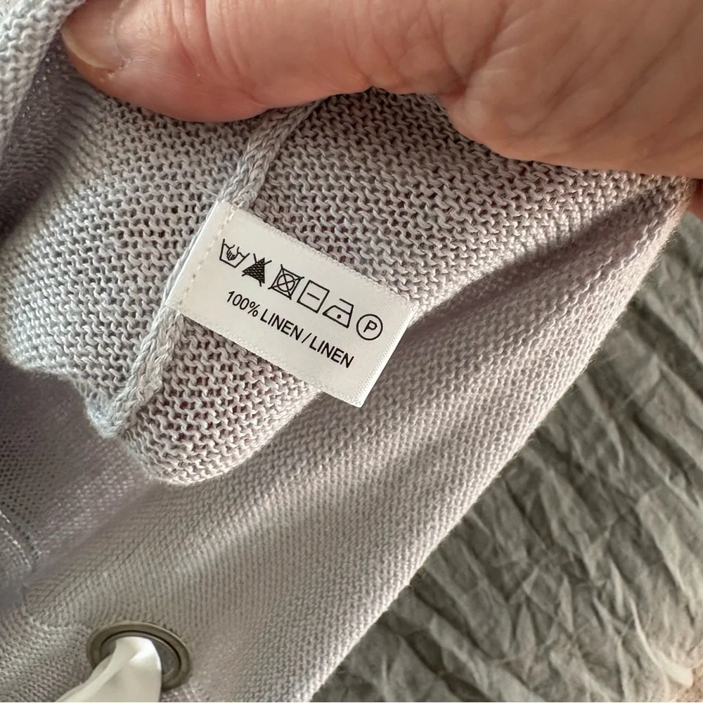 Lisa Todd Linen Silver Gray Lace Up Back Sweater. Size XS. - Picture 7 of 13